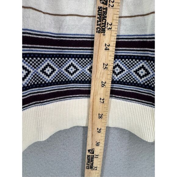 Hart Schaffner Marx Mens Cream Blue Fair Isle Merino Wool Pullover Sweater Large - Picture 7 of 9